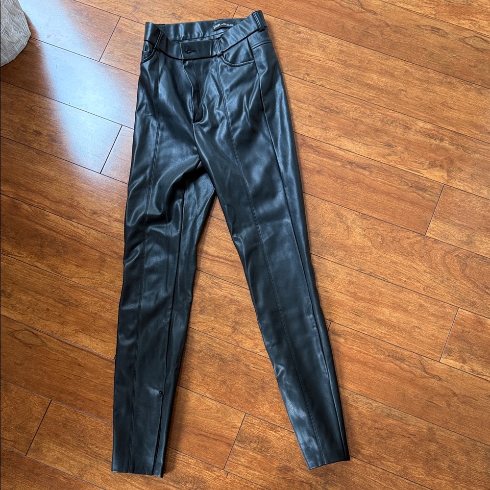 Black Faux Leather Pants zara
